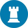 A white chess piece on a blue background, symbolizing strategic decision-making.