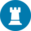 A white chess piece on a blue background, symbolizing strategic decision-making.